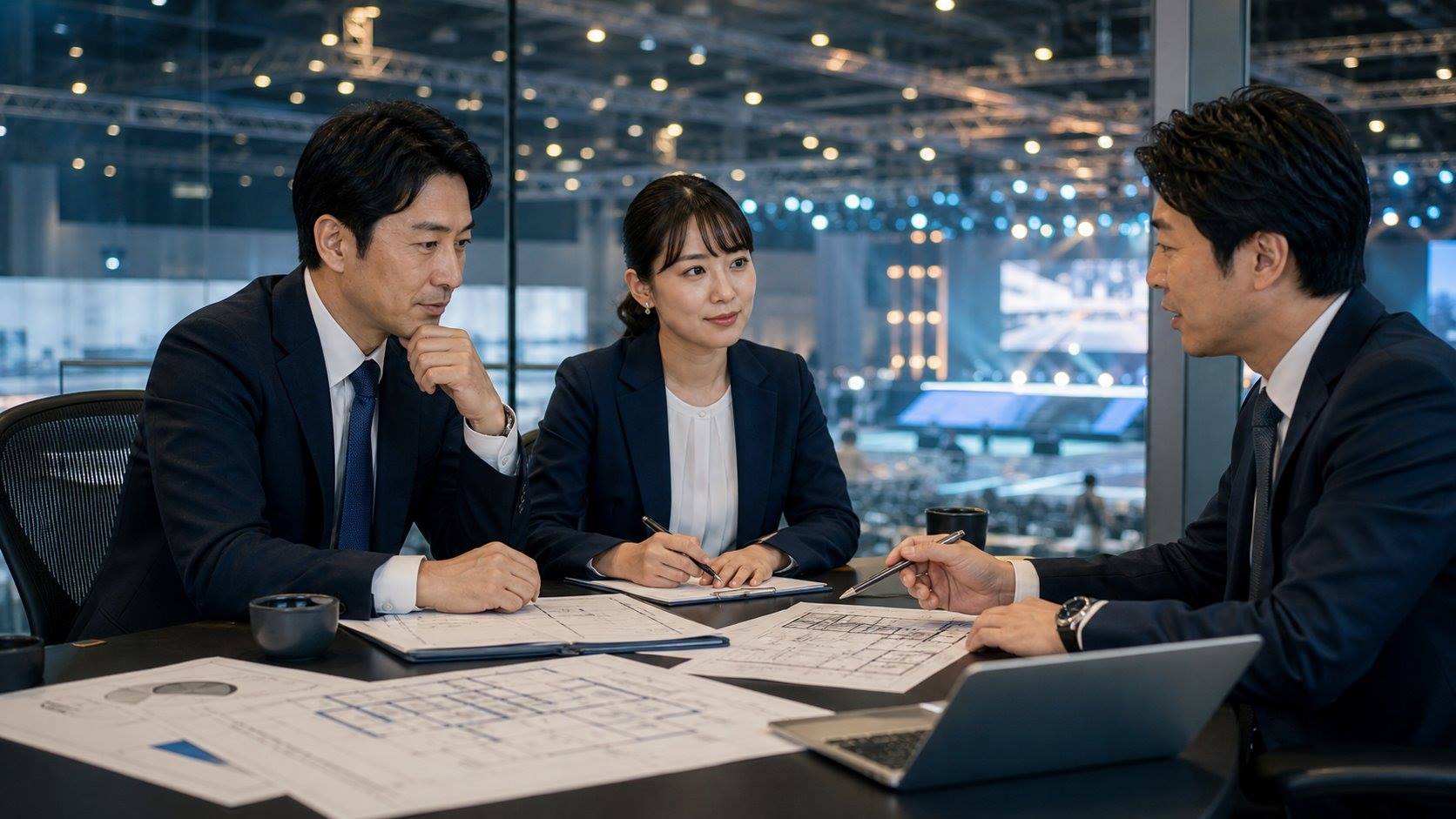 イベント会社の事業承継を相談する経営者と専門家